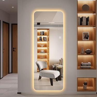 Imagem de Espelho De Parede Iluminado Por Led, Espelho De Corpo Inteiro Com Luzes Led, Espelho Iluminado De Corpo Inteiro Com Iluminação Regulável De 3 Cores Para Quarto Sala De Estar, 40x150cm/16x60in