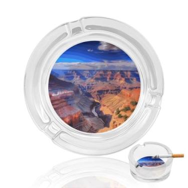 Imagem de Cinzeiro de vidro de cristal Beauty Grand Canyon, cinzeiro redondo para fumar de vidro resistente, portátil, decorativo, moderno, para uso em casa, escritório, interior, exterior, pátio