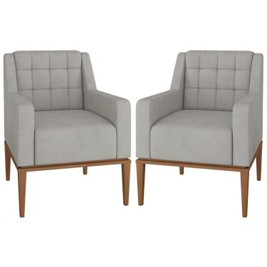 Imagem de 2 Poltronas Decorativas Sala de Estar Madonna Suede Cinza