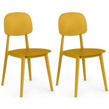 Imagem de Kit 2 Cadeiras Itália Para Sala/cozinha Em Polipropileno - Amarelo