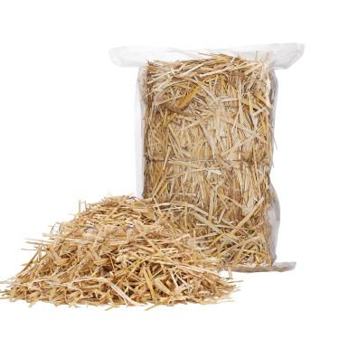 Imagem de Palha de trigo natural - palha seca de 900 g, fardo de palha decorativo limpo e macio para gatos vadios, cães, quintal, quintal, animais de estimação, cobertura de grama