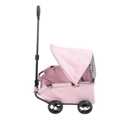 Imagem de RiToEasysports Carrinho de Estimação Dobrável de Animais de Estimação, Rodas Leves de Dosselas Leves 4 Rodas de Carrinho de Estimação Dobrável para Cães Pequenos Gatos (Rosa)