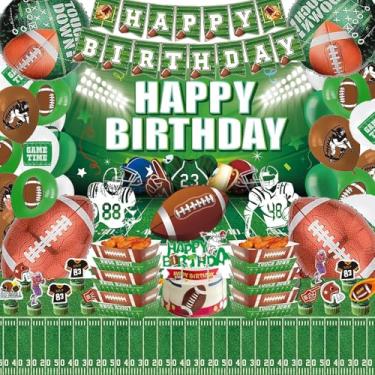 Imagem de YIGZAG Decorações Para Festa De Aniversário De Futebol, Suprimentos Para Festa De Futebol Com Balões, Toalha De Mesa, Faixa, Pano De Fundo, Bandeja De Papel Para Comida, Toppers De Cupcake, Topper D
