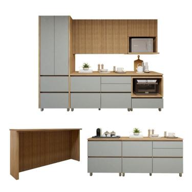 Imagem de Cozinha Completa Modulada 8 Peças 10 Portas 10 Gavetas Norten Marrom/Verde