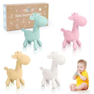 Imagem de Brinquedos de dentição TYRY.HU Giraffe Silicone para bebês de 0 a 12 m