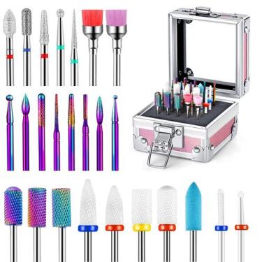 Imagem de Conjunto de brocas para unhas Ankey, 25 unidades com suporte portátil 