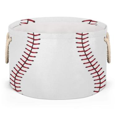 Imagem de Cesta de armazenamento Pardick Large Round Red Baseball para crianças