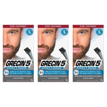 Imagem de Grecin 5 Barba e Bigode Castanho 28g (Kit C/03)