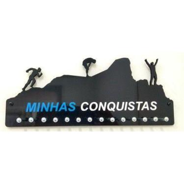 Imagem de Porta Medalhas Corrida Montanha Masc Para Até 50 Medalhas - QUADRO DE 