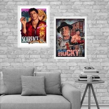 Imagem de Kit 2 Quadros Filmes Rocky E Scarface 45X34Cm - Quadros On-Line