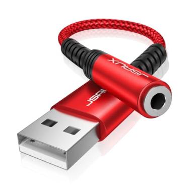 Imagem de JSAUX Adaptador de áudio USB para conector de 3,5 mm, adaptador USB para conector de áudio, fone de ouvido TRRS fêmea de 4 polos, placa de som estéreo externa para fone de ouvido, Mac, PS4, PC, laptop