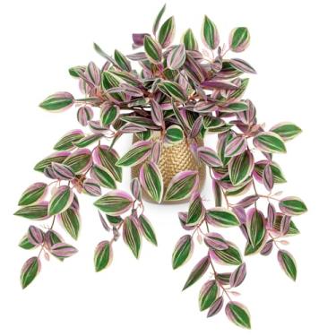 Imagem de Briful Plantas falsas para ambientes internos de 45 cm Peperomia de melancia falsa em vaso dourado com folhas rosa de seda realistas, planta artificial em vaso para casa, escritório, mesa, mesa