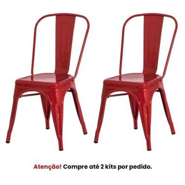 Imagem de Kit 2 Cadeiras Tolix Iron Design Vermelha Aço Industrial Sal - Waw Des