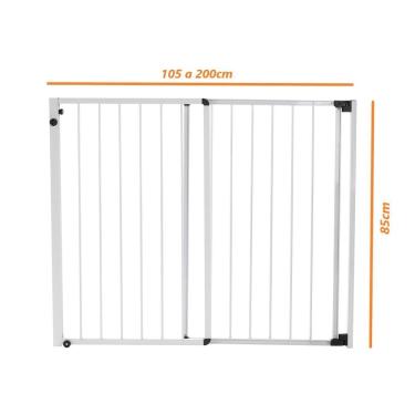 Imagem de Portão Proteção Criança Pet Expansivo De 105 A 200Cm Branco