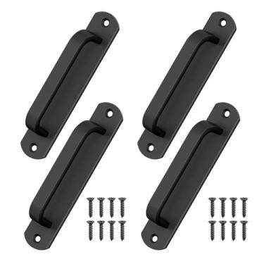 Imagem de Mixizigoz Maçaneta deslizante de porta de celeiro de 14 cm - Puxadores de armário de liga de alumínio para armário, gaveta, garagem, porta de cerca e beliche - corrimão seguro, aderência confortável e