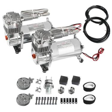 Imagem de JDMSPEED Novo kit de compressor de ar de cromo duplo de 12 volts 440C 200 PSI 440C