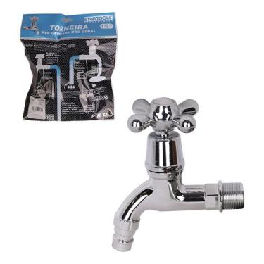 Imagem de Torneira Curta Pvc Cromada 1/2 Lavanderia Pia Tanque Jardim - Startool