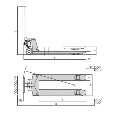 Imagem de Paleteira Carro Hidráulico 2500kg 685x1150 Mm Roda Duplo Nylon Tp2530 Bovenau
