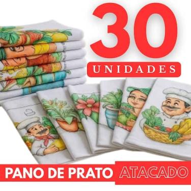Imagem de Pano de Prato Estampado Atacado Kit 10 Peças 43x66 Algodão Revenda Coz