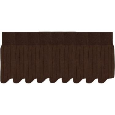 Imagem de Kit Com 9 Pares De Meia Social Mash 100% Algodão Canelada Longa, Marro