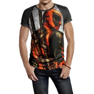 Imagem de Camiseta Raglan Masculina Deadpool Mercenário Ref:23 - smoke, Preto, X