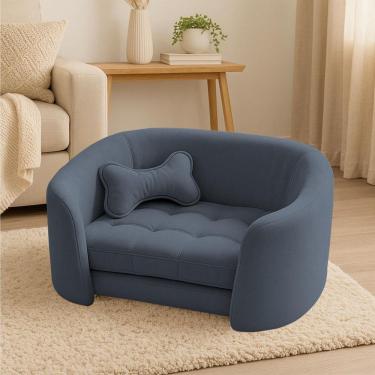 Imagem de Poltrona Cama Pet Luxo Mell Veludo Premium Para Cães E Gatos Grafite