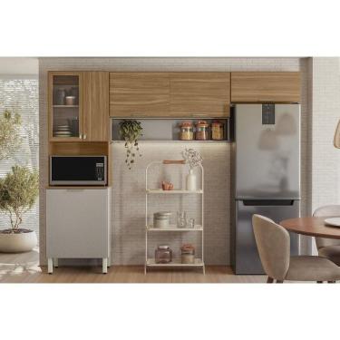 Imagem de Kit de Cozinha Compacta Alba c/ 6 Portas e 1 Nicho 250cm Amendola/Nude Prime TX - Demóbile