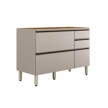 Imagem de Balcão de Cozinha p/ Pia Proença c/ 1 Porta e 4 Gavetas s/ Tampo 120cm Nogueira Touch/Nude Prime - Demóbile