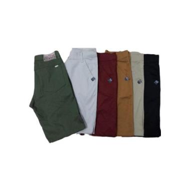 Imagem de Kit 4 unidade Bermudas brim Lisa masculina sarja Premium atacado reven