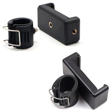 Imagem de ThtRht Pacote com 2 unidades de suporte de telefone para bastão de selfie com clipe para haste de extensão Gopro, bastão de selfie, monopé, cabo de vlog, câmera de ação, tripé telescópico, controle de