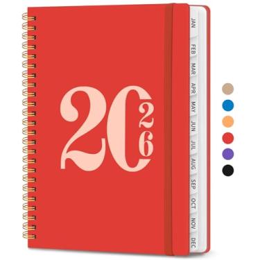 Imagem de Agenda 2026, agenda semanal e mensal, janeiro de 2026 a dezembro de 2026, agenda de calendário de capa dura 2026 com abas e bolso interno, material escolar para mulheres e homens - A5 (16 cm x 21,6 cm