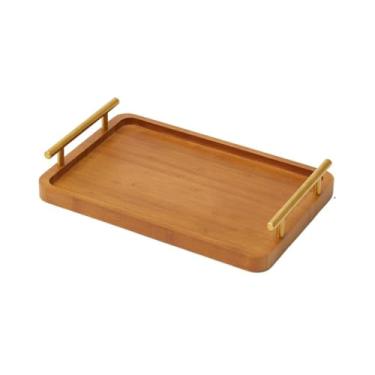 Imagem de MotiveTech Bandeja de bambu para servir, prato para lanches, comida, copo, bandeja para café da manhã, 19.5 Cm X 30 Cm