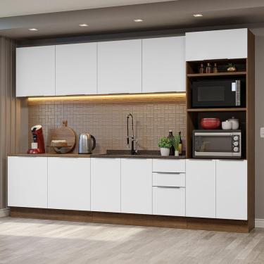 Imagem de Armário De Cozinha Completa 310cm Rustic/branco Stella Madesa 01 Rustic/branco