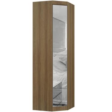 Imagem de Guarda Roupa De Canto Diagonal Modulado 70cm 1 Porta Com Espelho Paris Luciane Móveis Avelã Pf
