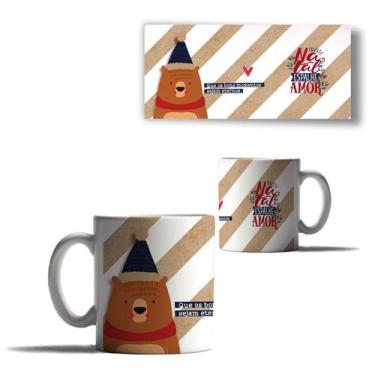 Imagem de Caneca Porcelana Feliz Natal Ursinho Natal Mensagem Amor 3 - Enjoy Sho