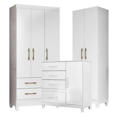 Imagem de Guarda Roupa Infantil Lima Com Cômoda Vênus Com Pés E Armário Multiuso