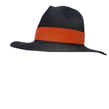 Imagem de Chapéu de palha Panamá de verão masculino e feminino, aba larga, proteção UV, chapéu Fedora, fita vermelha 56-58 cm