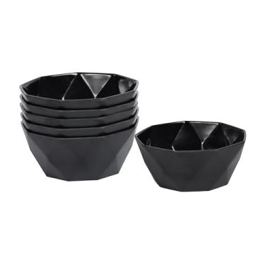 Imagem de Yummost Tigelas de cereais de 14,7 cm - 6 peças de cozinha - Tigelas de melamina para cereal, sopa, aveia, salada, ramen, macarrão, arroz (preto)