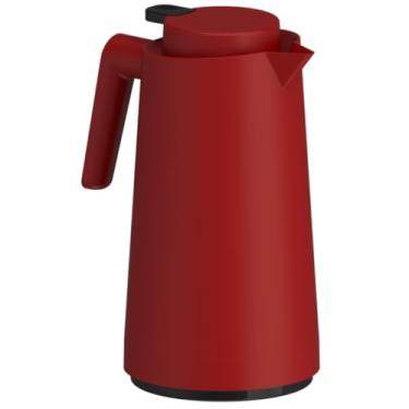 Imagem de Garrafa Térmica 1 Litro Vercelli Unitermi Botão de Gatilho Alça Reforçada Ampola de Vidro (VERMELHA)