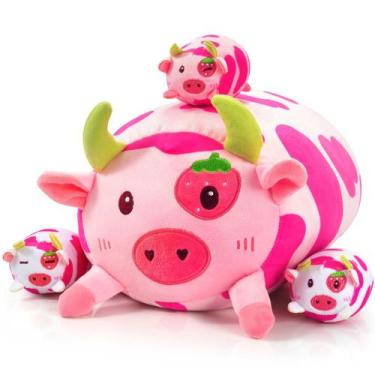 Imagem de Bichos de pelúcia Pegmapri Strawberry Cow com 3 bebês 35cm
