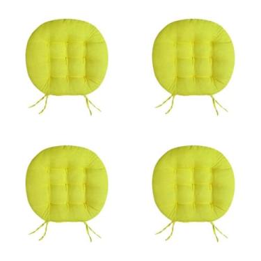 Imagem de 4 Futon Redonda 9 Furos Assento De Cadeira 40x40 cm(VERDE LIMÃO)