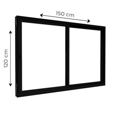 Imagem de Janela de Alumínio de Correr Lateral 2 Folhas Móveis 120x150cm Lucasa 
