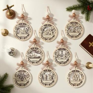 Imagem de Civaner 24 peças de enfeites de presépio para árvore de Natal, ornamentos religiosos de histórias de Natal decorativos, presentes religiosos, presentes religiosos, decorações de Natal a granel para