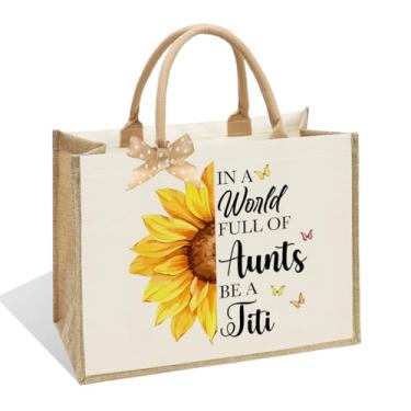 Imagem de NBIAN Sacola de girassol para avó mãe, presente de Natal, Dia das Mães, aniversário, sacola de lona com placa inferior acolchoada removível, grande bolsa ecológica