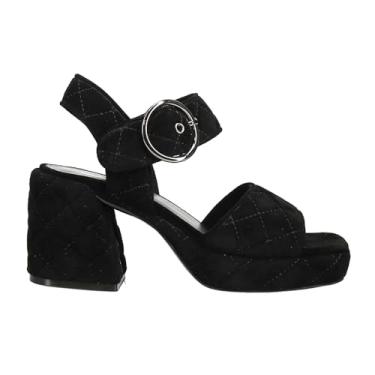 Imagem de VANELi Sandália feminina Moppet acolchoada com tira no tornozelo casual casual salto médio 5 a 7,6 cm - preta, Preto, 37