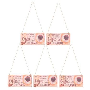 Imagem de Placa de madeira suspensa, vintage, decorativa, placa de sinal, retrô, decoração de porta de parede para loja, banheiro, sala de estar, material de madeira 20x10cm, 5 peças