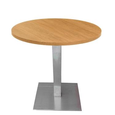 Imagem de Mesa Alpha Inox 73,50 Cm (alt) Base Quadrada Tampo Mdp Redondo 80 Cm (larg) X 2,50 Cm (alt) Samba