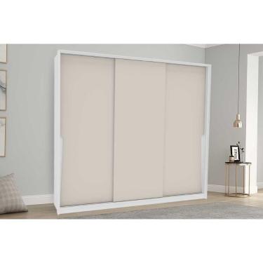 Imagem de Guarda Roupa 3 Portas De Correr E 4 Gavetas Porto Branco/creme - Politorno