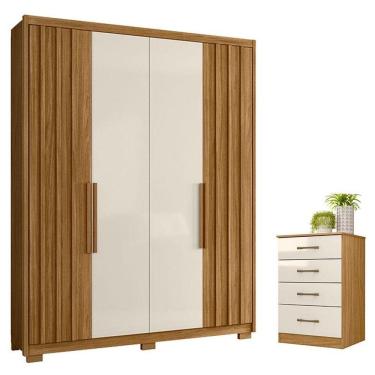 Imagem de Guarda Roupa Solteiro Califórnia E Cômoda Ms913 Freijó Off White - Moval