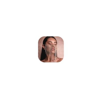 Imagem de Corrente facial com borla de strass, máscara de strass, festival, véu de cristal, corrente de rosto, joia para mulheres, baile de máscaras, boate de casamento, Medium, Liga metálica, Sem Pedra